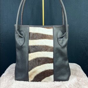 Juan Antonio Thea Tote: Genuine Zebra Hide with Floral Silk Lining - USA Made